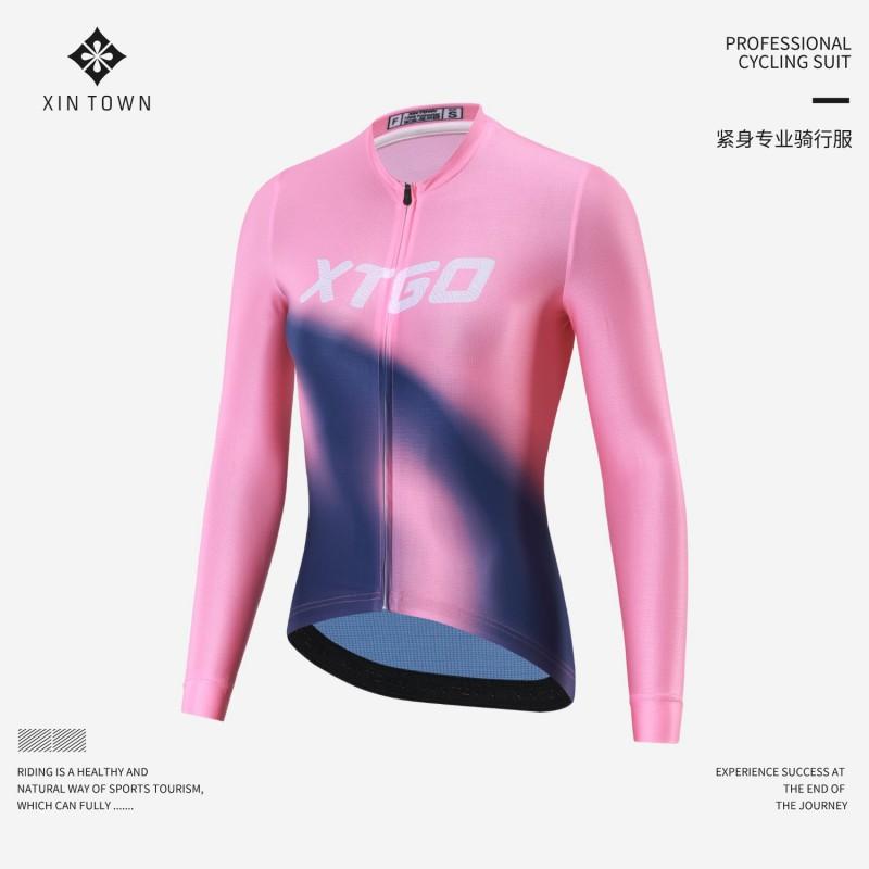 Womens Cycling Jersey Long Sleeve Breathable Moisture Wicking Bike Shirt Road