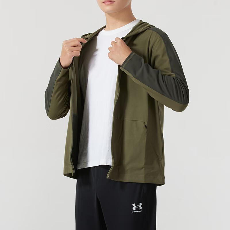 Under Armour Свободная мужская куртка с капюшоном Meridian на молнии, верхняя одежда, зеленый 1379674-390