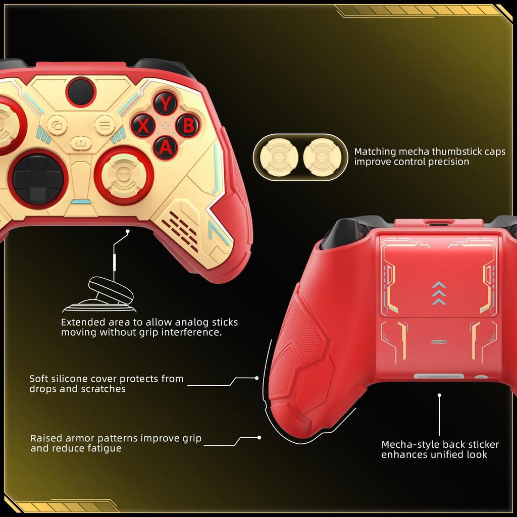 Силиконовый чехол PlayVital для Xbox Series Защитный чехол для беспроводного контроллера Xbox Core Включает накладки на стики и наклейки для контроллеров X/S, Нескользящий