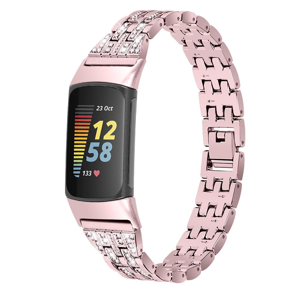Классический ремешок из нержавеющей стали для Fitbit Charge 5, женский ремешок из пяти бусин с бриллиантами, металлический браслет Correa для Fitbit Charge 6, ремешок для часов
