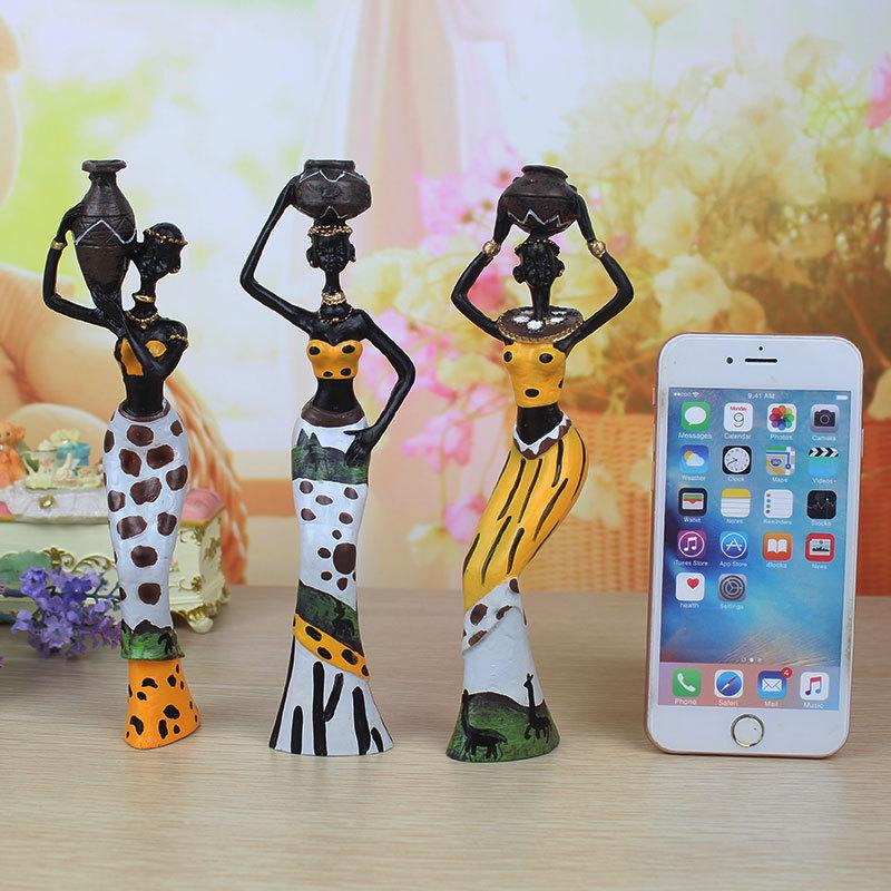 Exotic African Character Resin Doll Ornaments - Set of Three