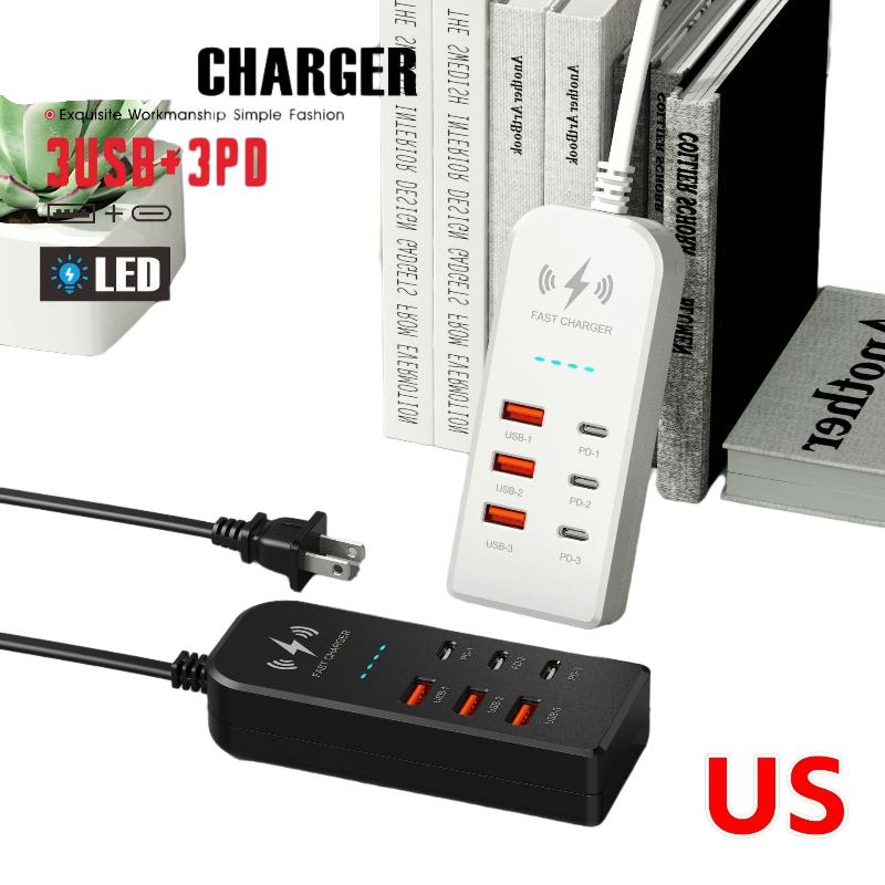 Эффективное 6-в-1 USB Type C PD Зарядное устройство с быстрой зарядкой EU US Штекер Настенный дизайн