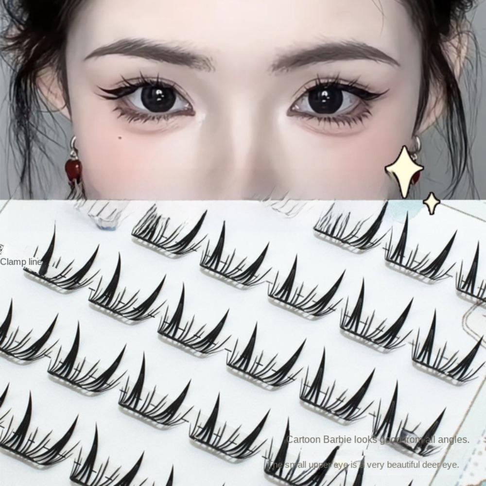 Fluffy False Eyelashes Natural Curl Lash Cluster New No-Glue False Eyelashes  Daily Wear