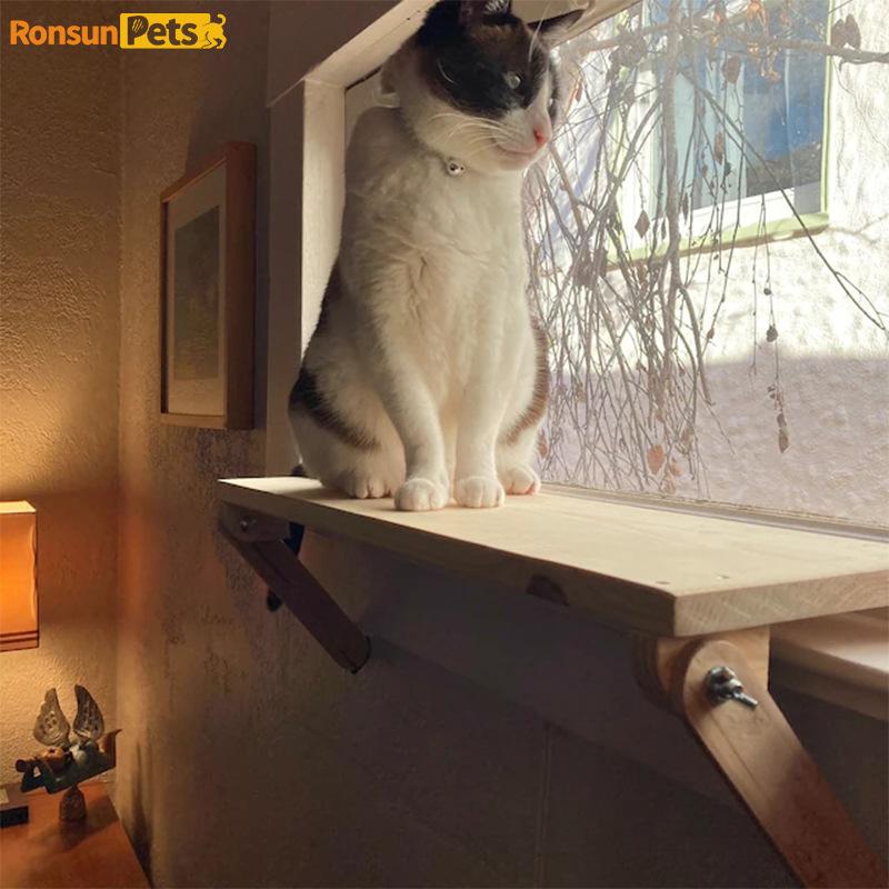 Wooden Cat Hammock Balcony Cat Bed Big Cats Couch Tower Sun Summer View Simple Nest Window Castle Pet Products Accessories