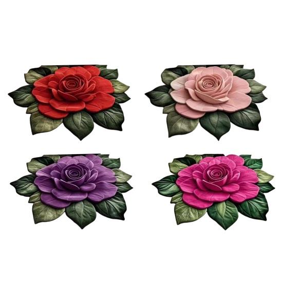 Yousheng Цветочный Плюшевый Коврик для Пола 3D Оптическая Иллюзия Цветочный Ковер Нескользящий Водопоглощающий Коврик для Ванной Комнаты для Гостиной Ванной Кухни