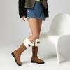 Krazing Po Flock Fur Keep Warm Winter Round To Western Boots Size 44 Size 48 Size 47 Chunky Heels Knee Boots