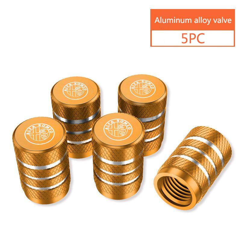5Pcs Car Tire Valve Caps Auto Tyre Air Stem Dust Cover for Car Styling For Alfa Romeo Giulietta Giulia GT Mito Brera F1 Stelvio ert853