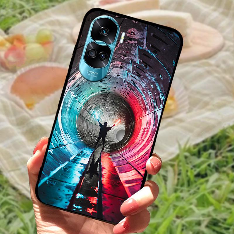 Чехол для Honor 90 Lite Honor90 Pro Силиконовый Расписной Мягкий Черный Чехол для Телефона Huawei Honor 90 Pro Оболочка 90Lite 5G Funda Coque