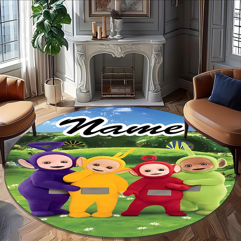 Customizable T-Teletubbies2 Round Non-Slip Carpet - Ideal for Garden, Picnic, Office, Perfect for Decoration, Suitable For All Seasons