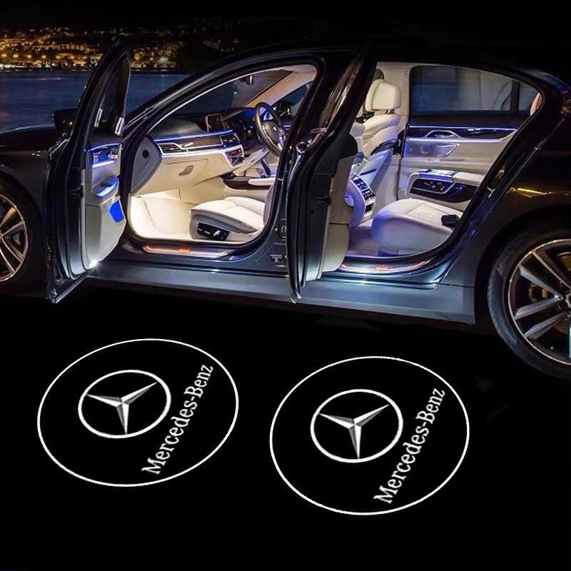 CQM1 2Pcs Car Door LED Welcome Projector Light For Mercedes Benz W212 W205 AMG W166 W176 W177 W213 W246 GLB GLC GLA GLE1 GLS Sticker