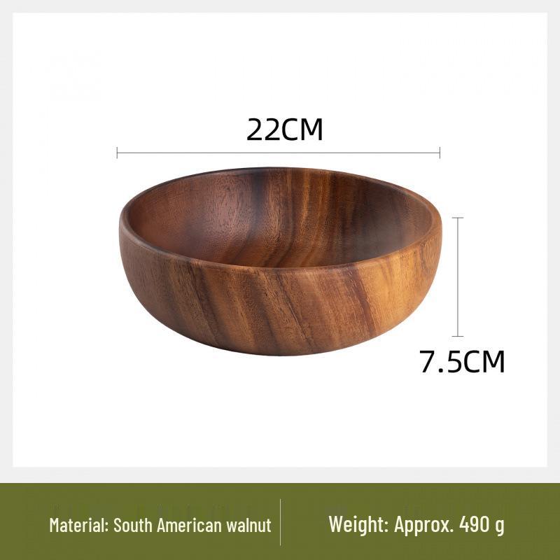 South American Walnut & Acacia Wood Multi-Spec Round Salad & Rice Bowl