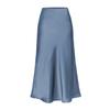 Womens Satin Silk High Waist Slit Midi Skirt Elastic Waistband Midi Skirts for Women