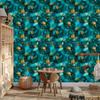 Ink Wallpaper Turquoise, Sea Blue, Yellow and Gold for Living Room and Bedroom 50x1000