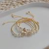 European-American Micro-Diamond Moon Jewelry: Pearl and Gold-Plated Bead Bracelet