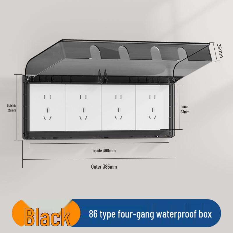 Водонепроницаемая крышка для розетки в ванной комнате, тип 86: Защищенная от детей, клейкая коробка-экран