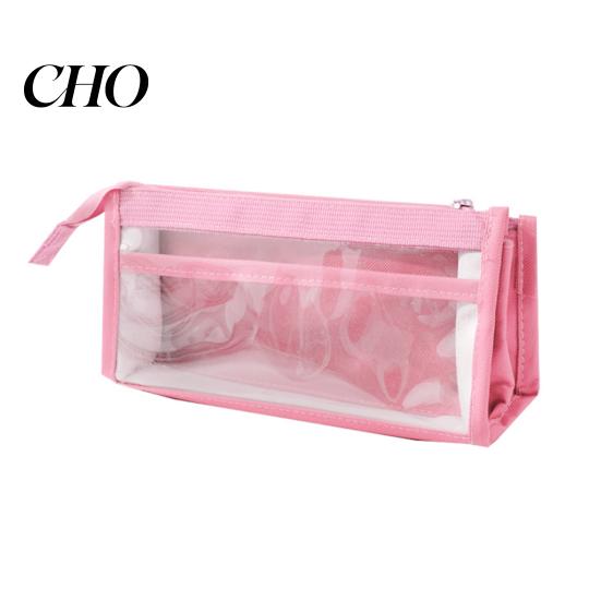Fresh Color Stationery Bag Transparent Mesh Pencil Case for Middle School Students Large Pouch Capacity Multilayer Storage with Compartments