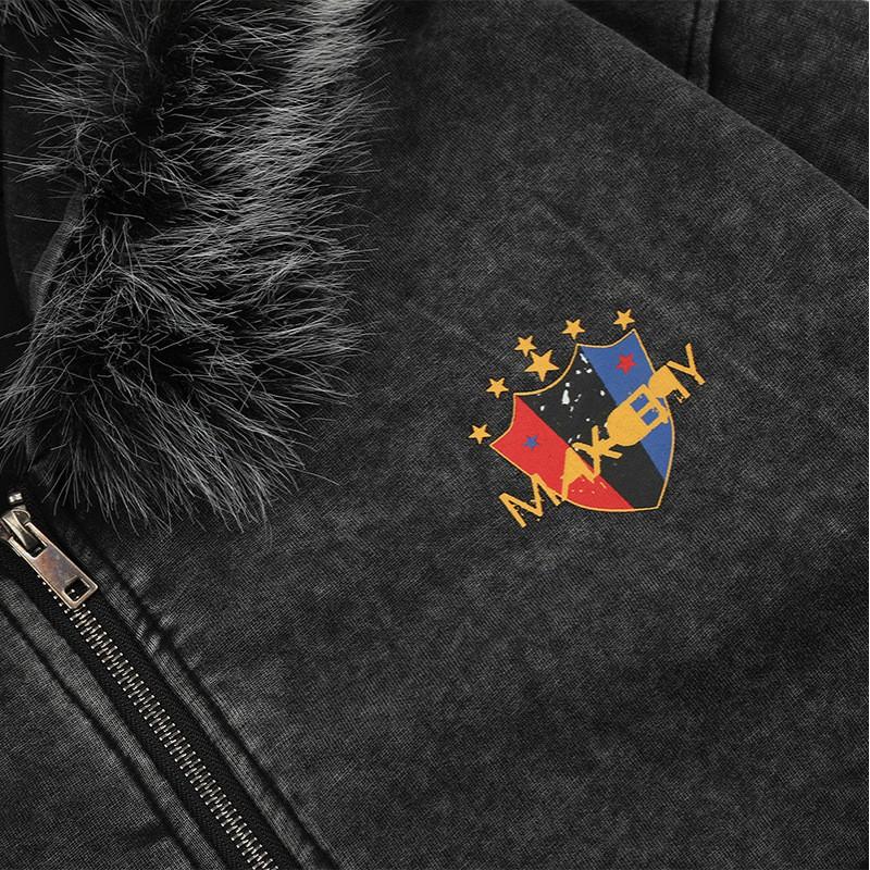 Мужская оверсайз худи на молнии с потертостями и эффектом стирки Streetwear Повседневная хлопковая кофта с длинным рукавом