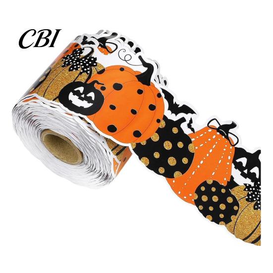 Indoor Home Decorations Halloween Stickers with Pumpkin And Bat Prints, Durable Coated Seasonal Atmosphere Enhancers Paper Decals, Stylish Frame
