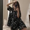 Full print Kitty cat pajamas women's summer short-sleeved shorts cardigan two-piece set, high-end sense can be worn outside loungewear