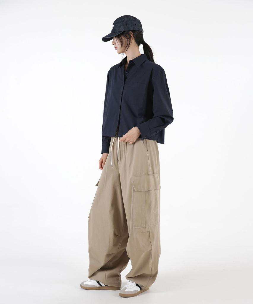 UMM Women'S Oxford Crop Long Sleeve Shirt 5 Colors