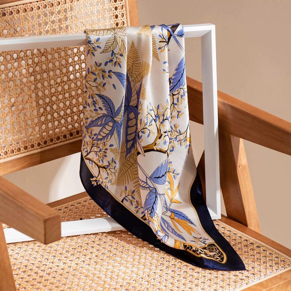 Silk Scarf Square Scarf High-end Strap 100% Mulberry F Student Fashion Sunscreen Shawl Dual-purpose