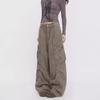 Unisex Wide-Leg Washed Retro Hip-Hop Jeans with Pleated Pockets for Street Dance