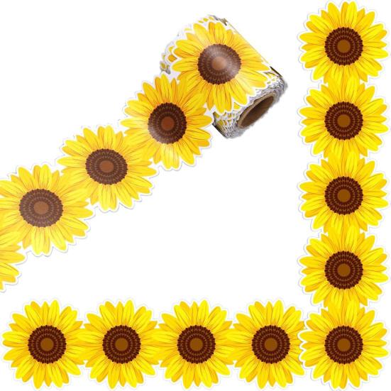 Yousheng Sunflower Bulletin Board Border Roll Self-Adhesive Classroom Decor Floral Trim for Blackboard Whiteboard DIY Wall Decal