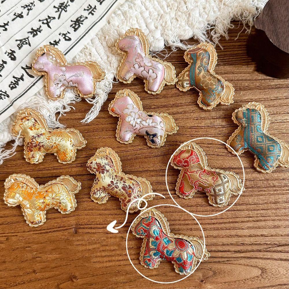 Cartoon Song Brocade Horse Brooch Chinese Style Little Pony Sweater Pin Gift