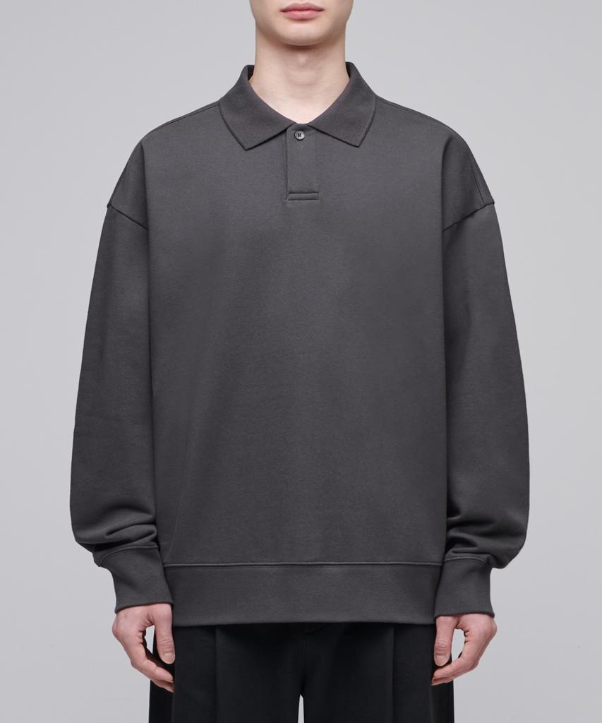 MUSINSA STANDARD Oversized Collared Sweatshirt [Gunmetal]