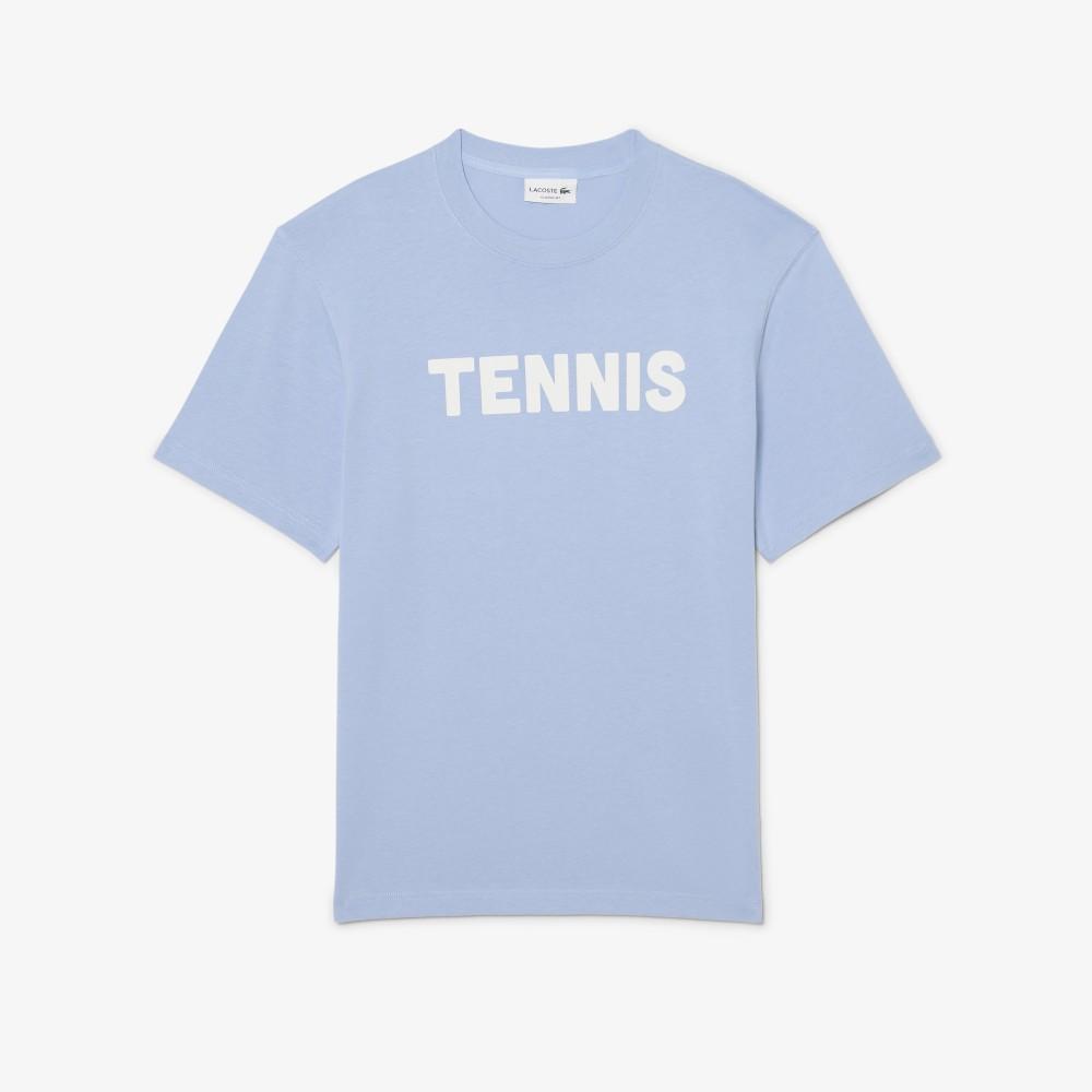 Lacoste Мужская футболка с графическим принтом и надписью 'Tennis', короткий рукав TH1578-56GAEY