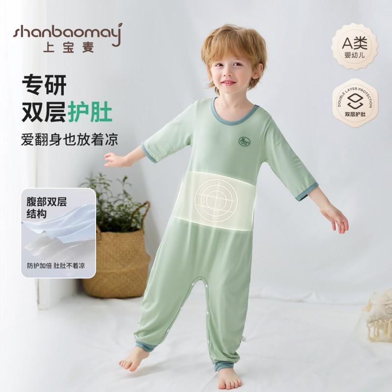 Kids Pajama Sleepsuit With Double-Layer Tummy Protection Modal Cotton Blend Short/Sleeveless/Long Sleeve Lightweight