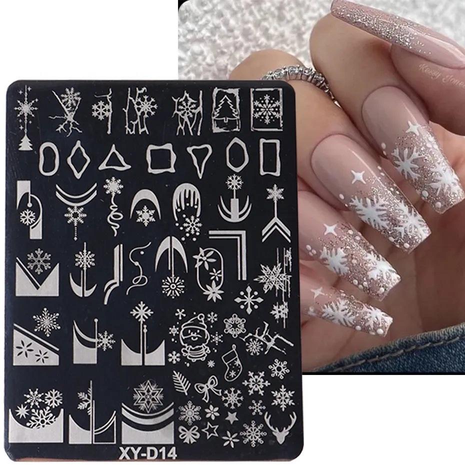 French Style Nails Art Stamp Plates Leaf Flower Stainless Steel Stencils Nail Printing Image Manicure Stamping Tools