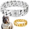 32mm Wide Gold Dog Chain Collar for Large Dogs Heavy Strong Stainless Steel Chew Proof Pet Chains Collars
