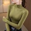 Semi-turtleneck Bottoming Shirt Women's New Women's Clothing Modal Long-sleeved T-shirt Warm Inside with Fleece Thickened Top