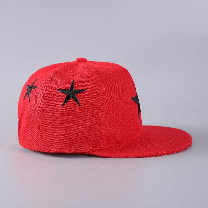 Five-pointed Star Embroidery New Best-selling Flat Brim Hat Street Fashi Hip-hop Cap Outdoor Outing Sunshade Baseball Caps