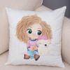 Lovely Girl and Cat Pillowcase Decor Cute Cartoon Child Cushion Cover Plush Pillow Case for Children Room Sofa Home Car xcm