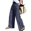 Широкие штаны гаучо сплошные свободные эластичные охлаждающие идеально подходят для и осени [MzcoYmm] Женские с широкими штанинами карманами, легкие, цвет, посадка, талия, прикосновение, весна,