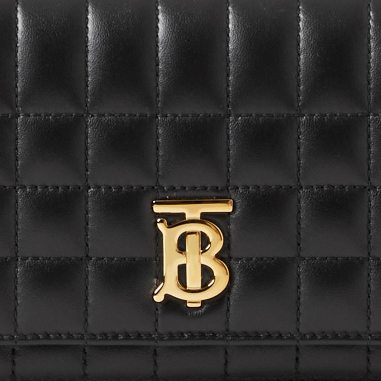 Burberry Lola Bag With Metal Logo Magnetic Closure Chain Quilted Lambskin Leather Shoulder Crossbody Bag Women bags Black 80661761