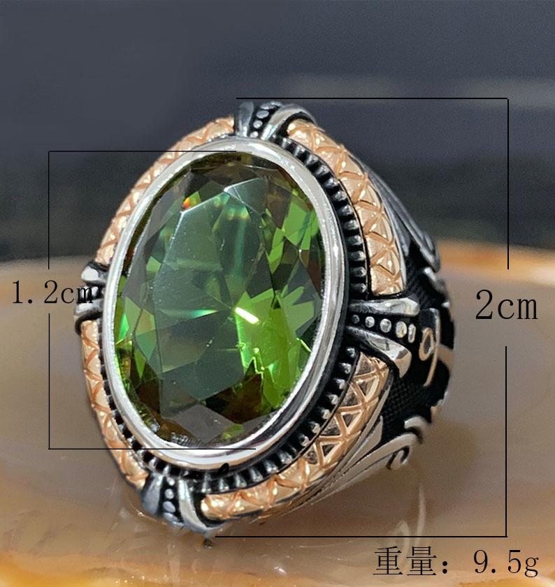 Пиратский якорь Эллиптическое кольцо с драгоценным камнем Мужское модное кольцо ручной работы в стиле хип-хоп в стиле ретро