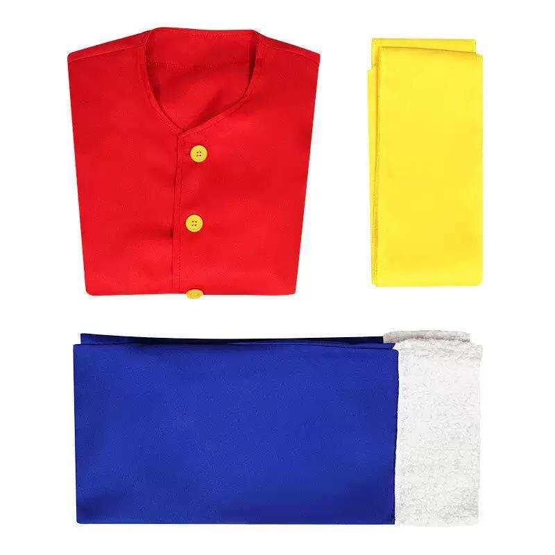 One Piece Monkey D Luffy Cosplay Costume, Red Jacket Blue Pants with Straw Hat, Adult & Kids Anime Role‑Play Halloween Outfit