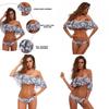 Sexy Off-the-shoulder Bikini With Ruffled Edges And Floral Accents High Quality Polyester Material