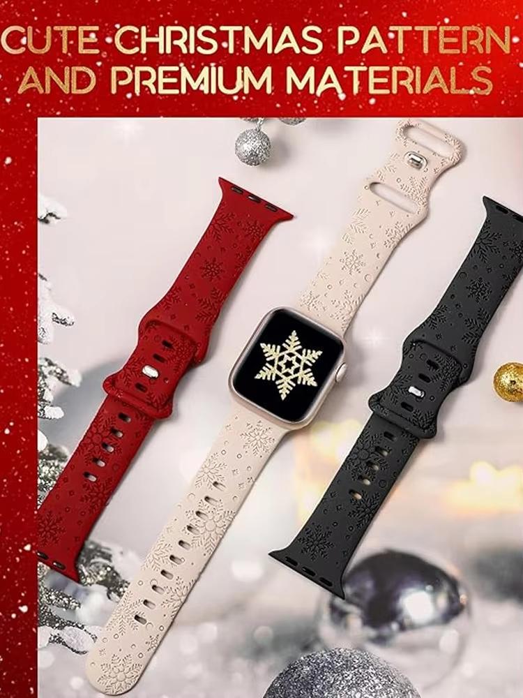Рождественский ремешок Для ремешков Apple Watch 49мм 46мм 45мм 44мм 42 40мм Гравированный Браслет correa IWatch Серии 11 10 SE 9 8 7 Ultra2 3