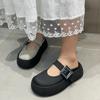 Fashion Baotou Platform Slippers Women's Shoes Autumn Belt Buckle Slip-on Casual Shoes for Women Half Slippers Fashion Women's Slippers