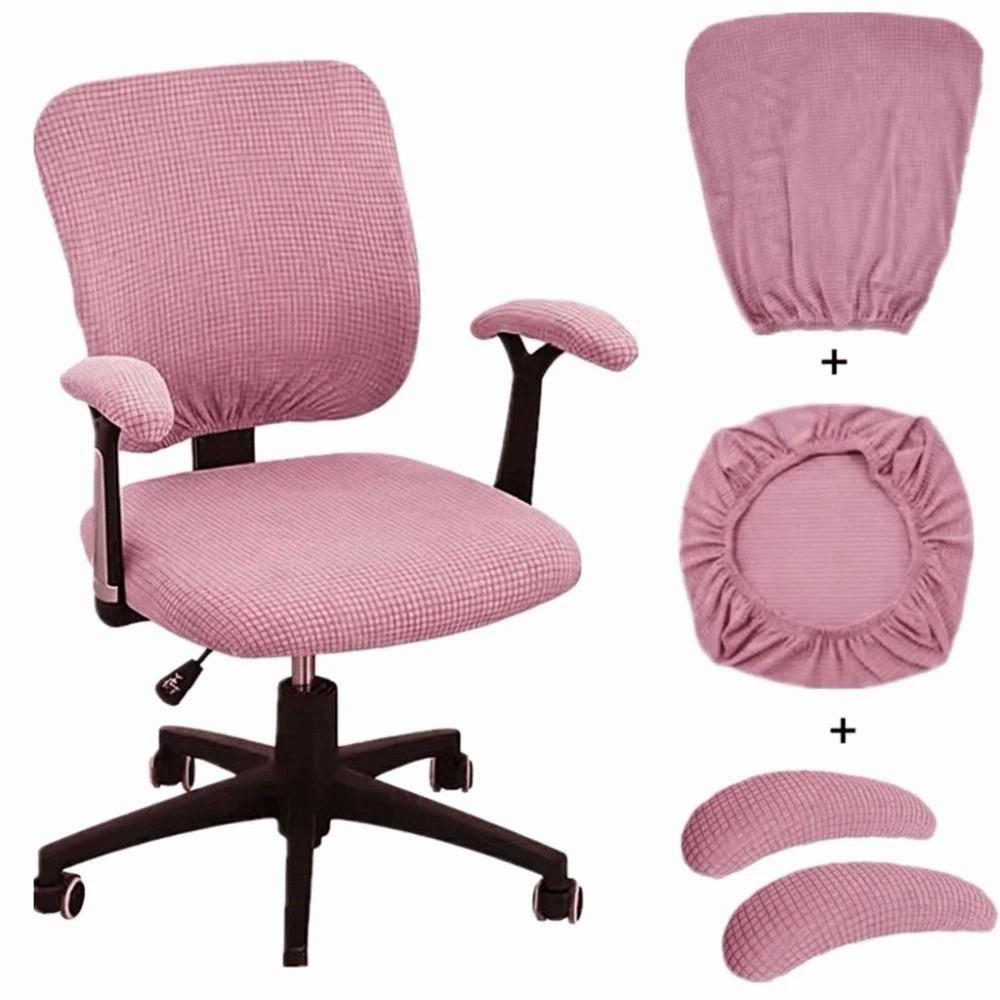 Polyester Office Chair Covers Solid Color Armchair Cover Computer Split Seat Cover Armchair