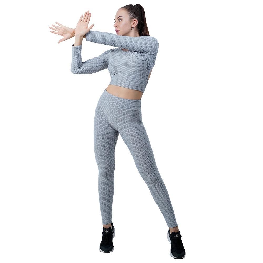 Комплект для йоги Женская одежда для йоги Bubble Yoga Бег Фитнес Одежда с высокой талией Персиковый подъем бедер Одежда для йоги