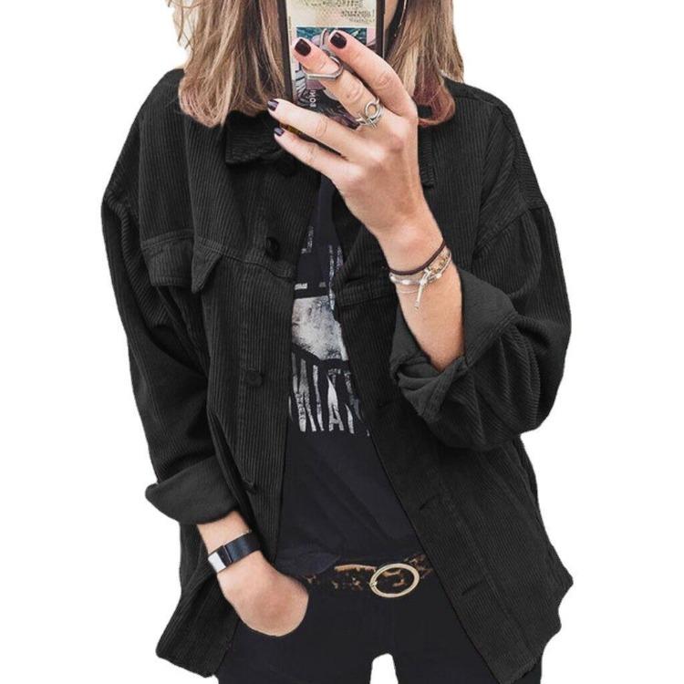 Новая женская вельветовая куртка на пуговицах Повседневное пальто Осень Зима