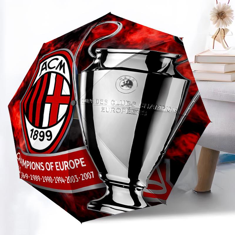 Printed Associazione Calcio Milan Printed Folding Umbrella,Outdoor,Leisure,And Travel Umbrella,Durable Umbrella Fabric,Birthday And Holiday Gift