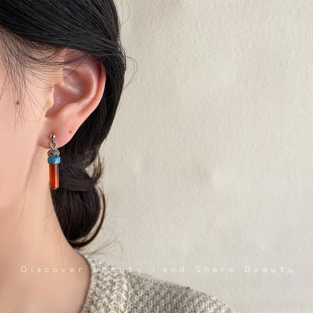 Серьги-подвески оригинального дизайна, этнический стиль, серьги из бисера из натурального камня, серьги в стиле ретро и персонализированные новые серьги в китайском стиле