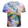 2024 Summer New Men's and Women's 3D Printed Round Neck T-shirt Popular, Stunning Scenery Series