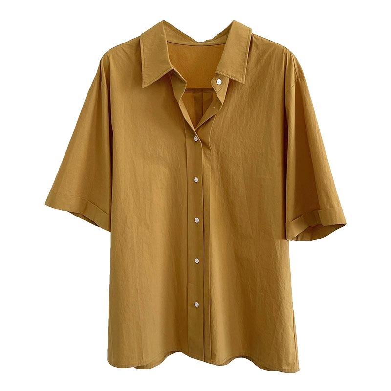 Tachibana summer new Korean retro short-sleeved shirt women's summer loose casual design niche top 1177